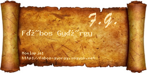 Fábos György névjegykártya